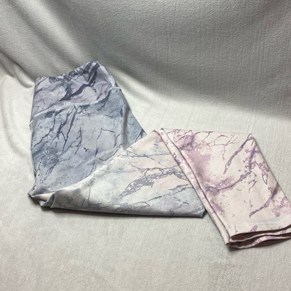 LA IMAGE marble gray to pink leggings size extra large